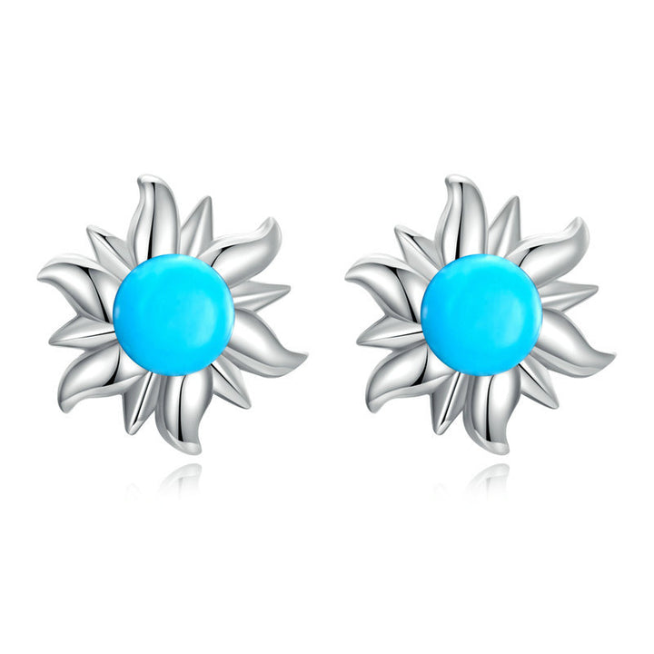 Olivenorma Turquoise Evil Eye Sun Cross Stud Ring Earrings - Sun Earrings - image 1