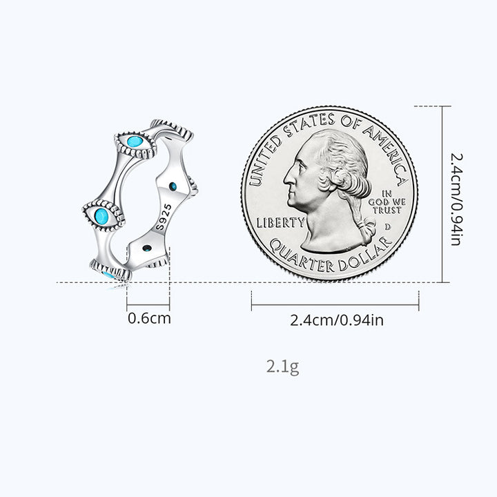 Olivenorma Turquoise Evil Eye Sun Cross Stud Ring Earrings - image 9