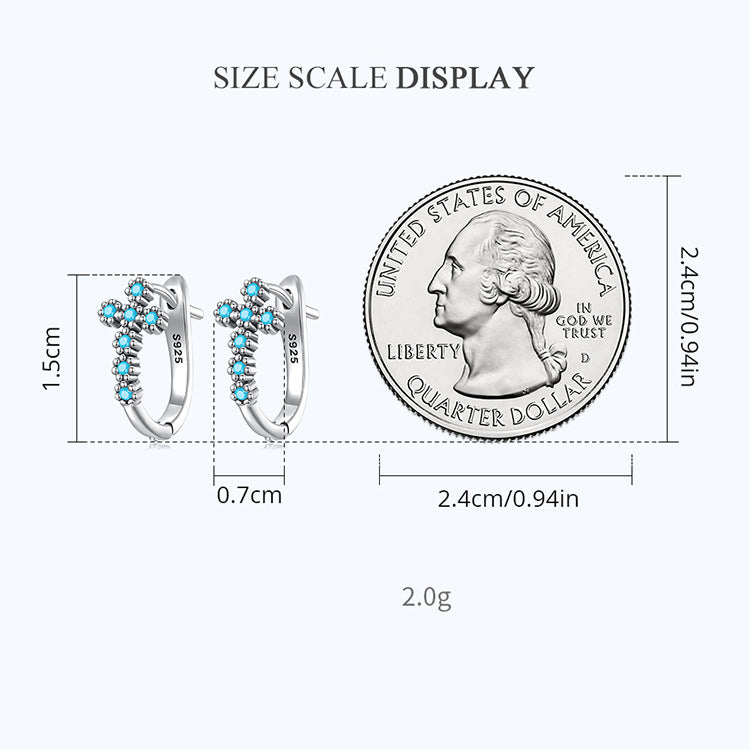 Olivenorma Turquoise Evil Eye Sun Cross Stud Ring Earrings - image 7