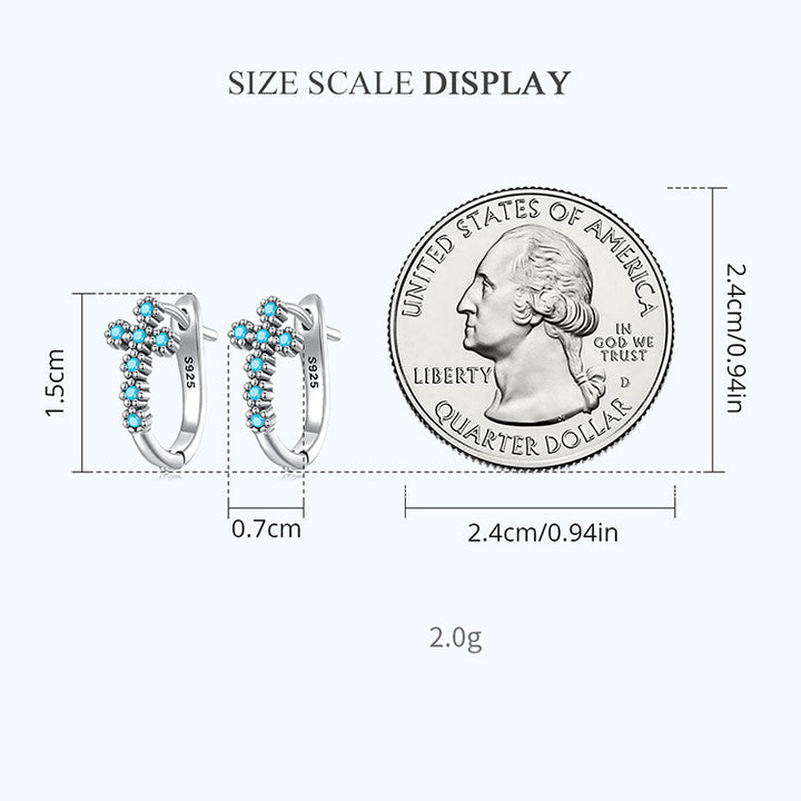 Olivenorma Turquoise Evil Eye Sun Cross Stud Ring Earrings - image 7