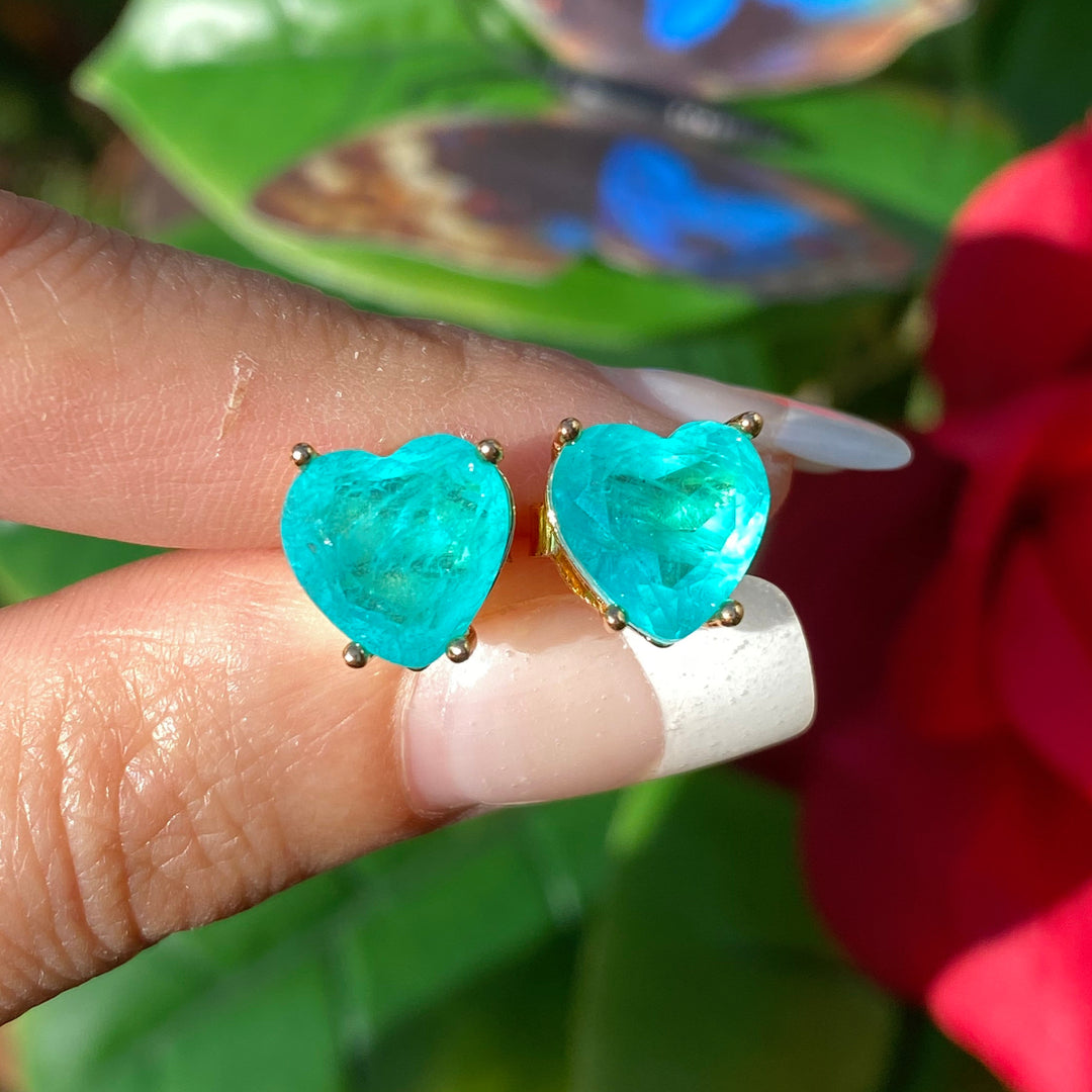 Olivenorma Heart Shape Paraiba Tourmaline Necklace Earrings - Earrings - image 0