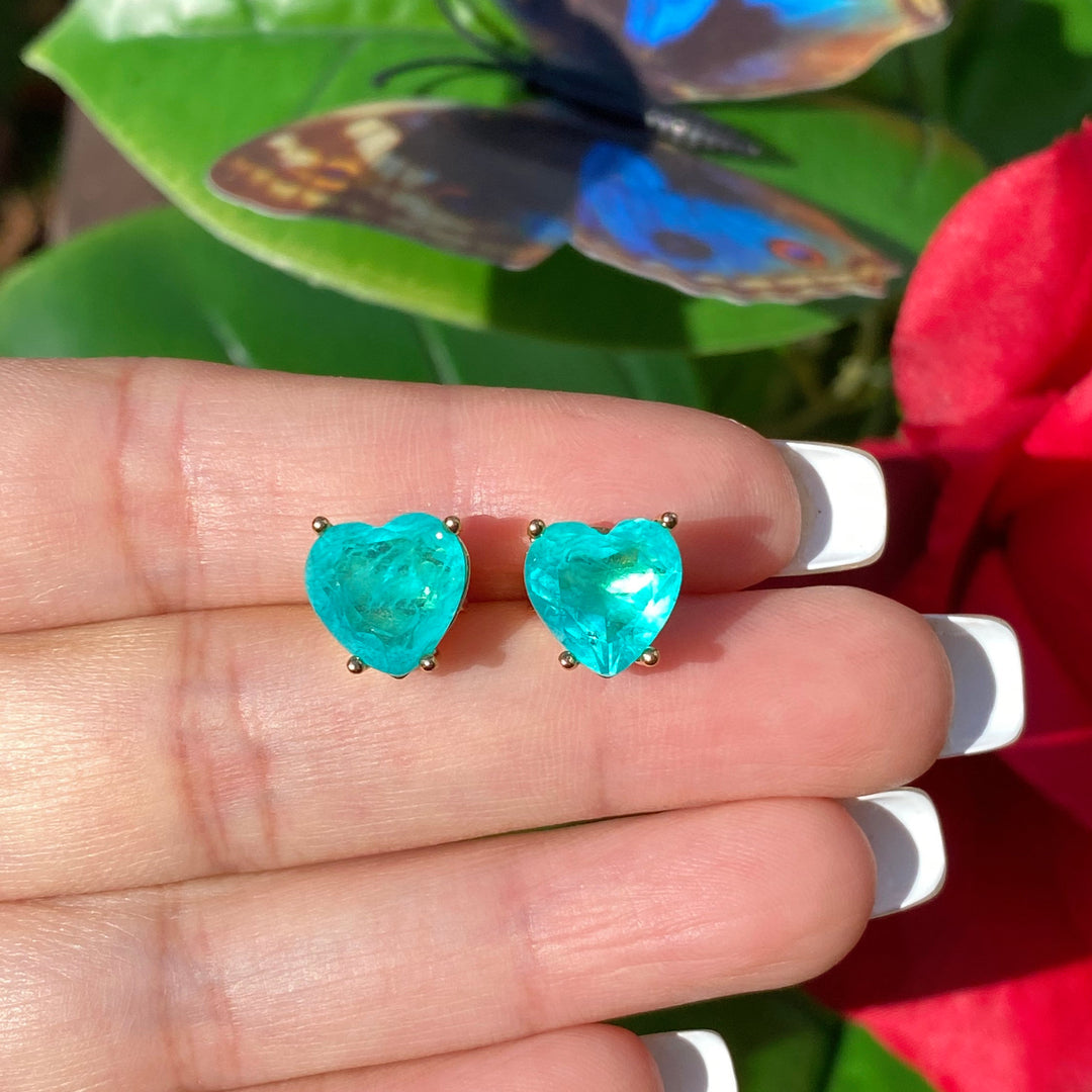 Olivenorma Heart Shape Paraiba Tourmaline Necklace Earrings - image 3