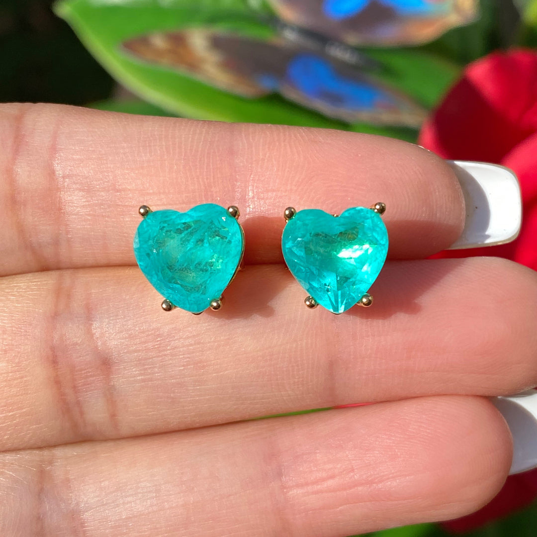 Olivenorma Heart Shape Paraiba Tourmaline Necklace Earrings - image 1