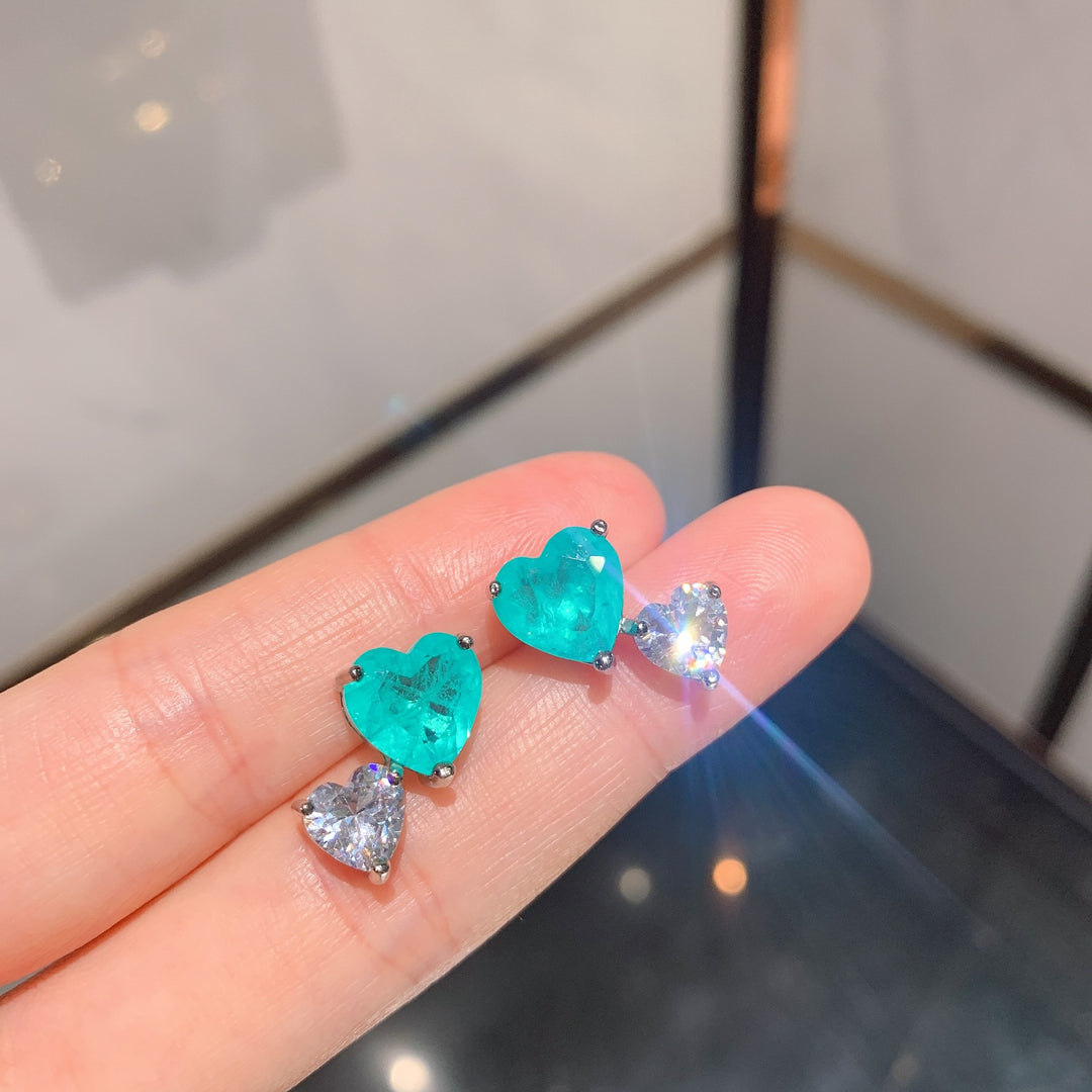 Olivenorma Heart Shape Paraiba Tourmaline Necklace Earrings - image 12