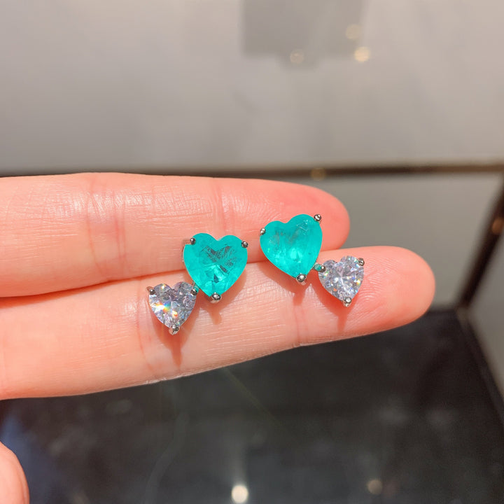 Olivenorma Heart Shape Paraiba Tourmaline Necklace Earrings - image 13