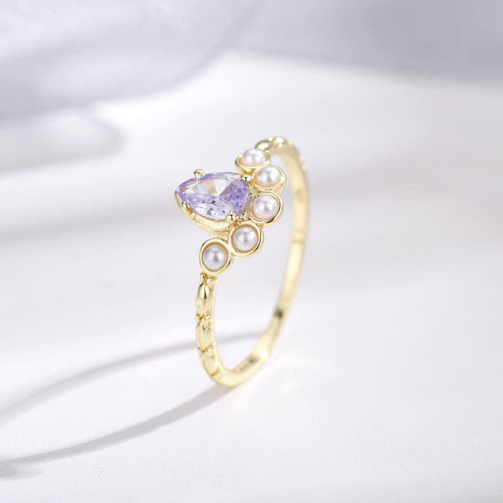 Olivenorma "The Stress Reliever" - Copper Amethyst and Pearl Stackable Ring - image 2