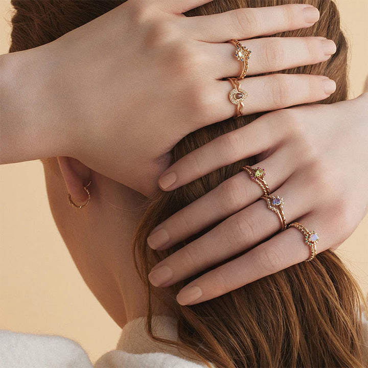 Olivenorma "The Stress Reliever" - Copper Amethyst and Pearl Stackable Ring - image 7