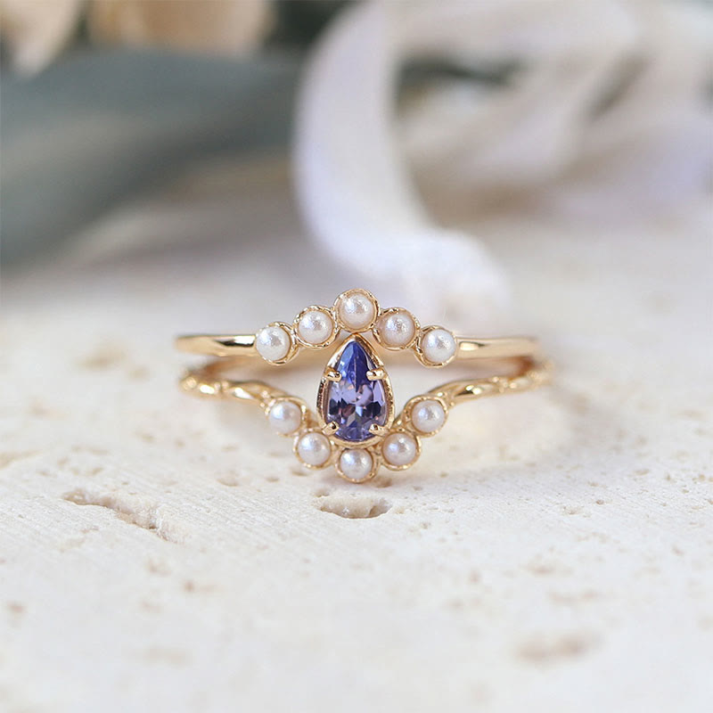 Olivenorma "The Stress Reliever" - Copper Amethyst and Pearl Stackable Ring - Amethyst & Pearl - 9 - image 0