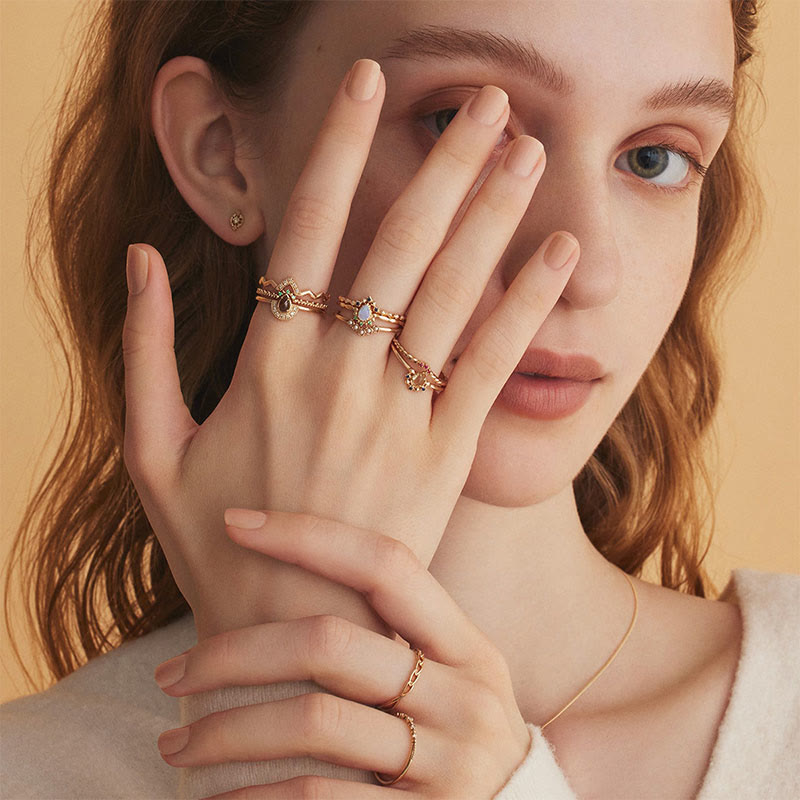 Olivenorma "The Stress Reliever" - Copper Amethyst and Pearl Stackable Ring - image 1