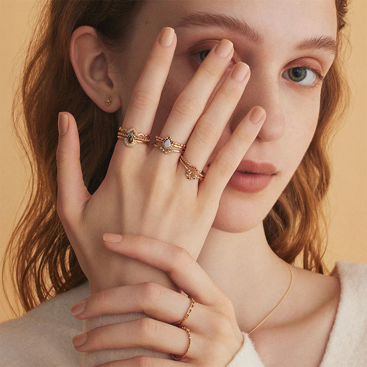 Olivenorma "The Stress Reliever" - Copper Amethyst and Pearl Stackable Ring - image 1