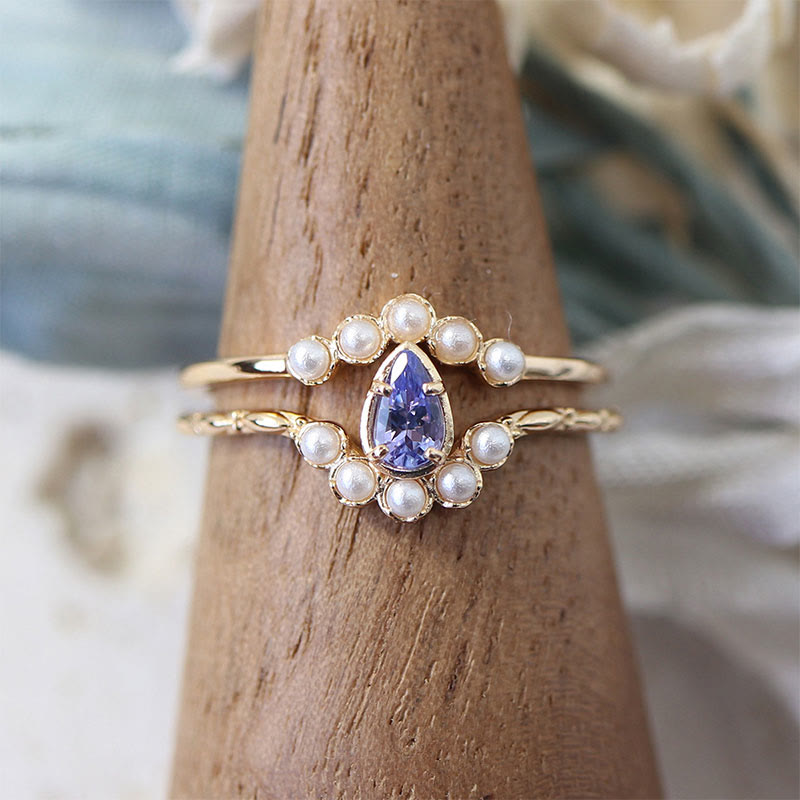Olivenorma "The Stress Reliever" - Copper Amethyst and Pearl Stackable Ring - image 6