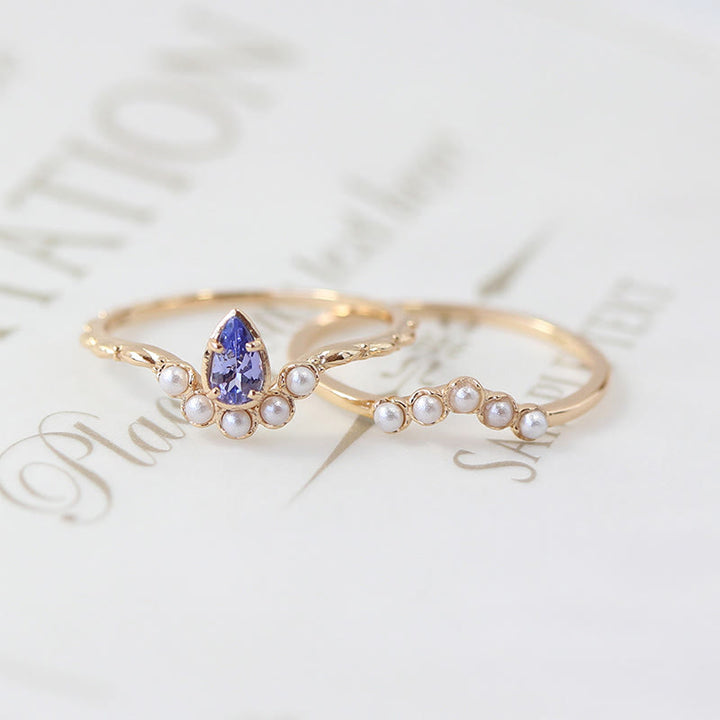 Olivenorma "The Stress Reliever" - Copper Amethyst and Pearl Stackable Ring - image 9