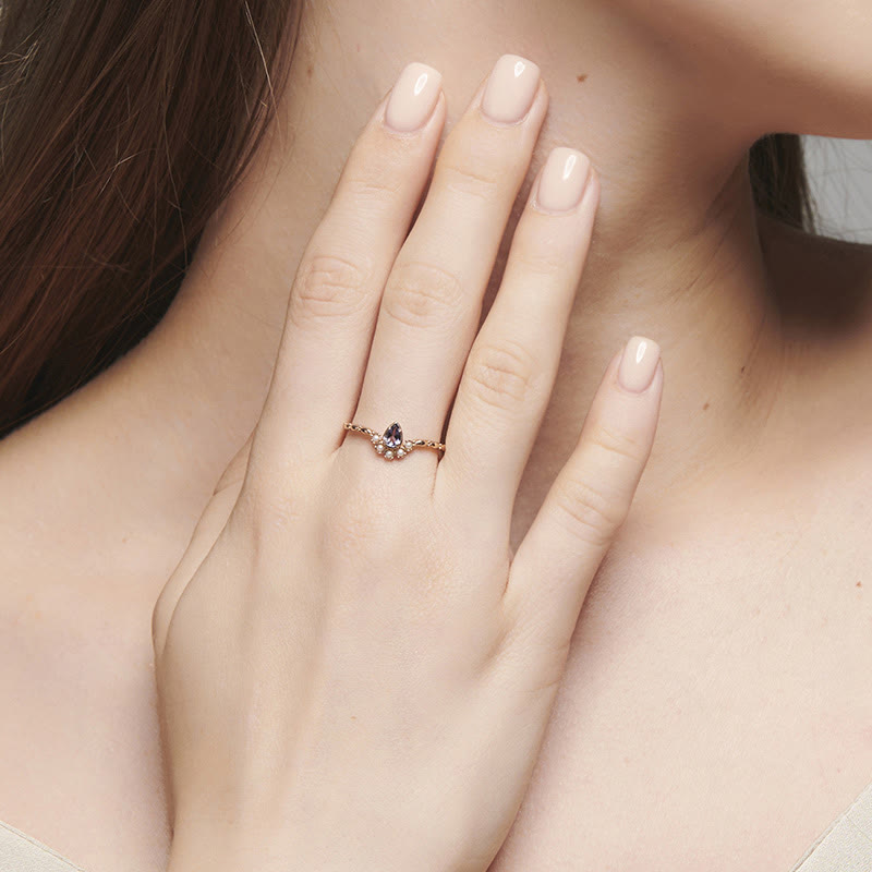 Olivenorma "The Stress Reliever" - Copper Amethyst and Pearl Stackable Ring - image 3