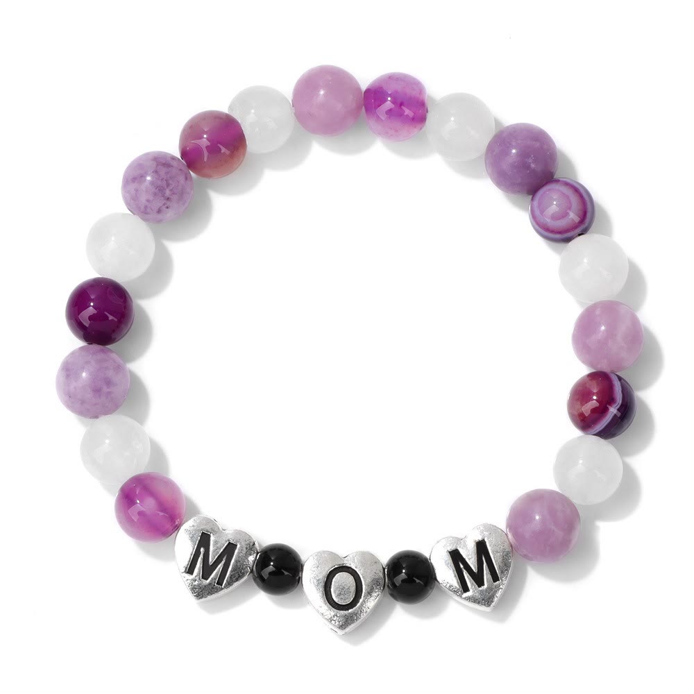 Olivenorma Purple Agate Lepidolite Mom Gift Beaded Bracelet - image 3