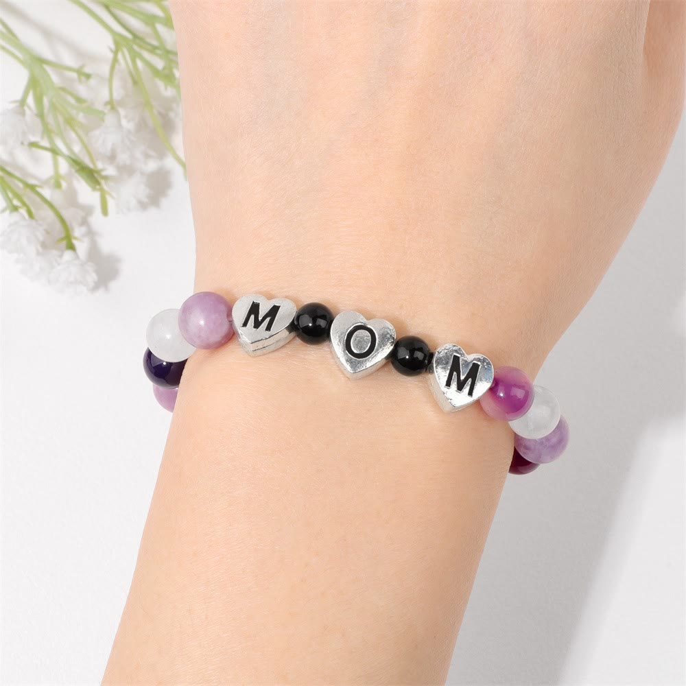 Olivenorma Purple Agate Lepidolite Mom Gift Beaded Bracelet - image 1