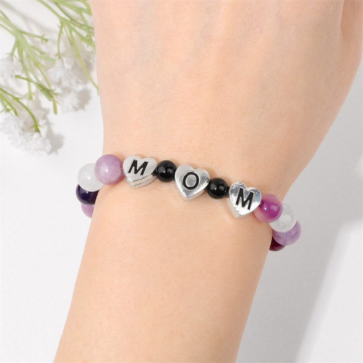 Olivenorma Purple Agate Lepidolite Mom Gift Beaded Bracelet - image 1