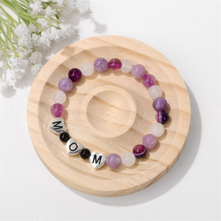 Olivenorma Purple Agate Lepidolite Mom Gift Beaded Bracelet - Clear Crystal&Purple Agate&Lepidolite - image 0