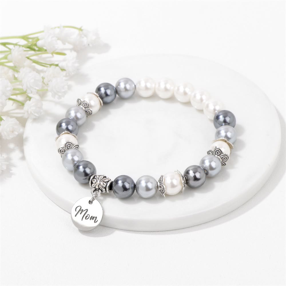 Olivenorma Mom Pendant Pearl Stainless Steel Bracelet - image 2