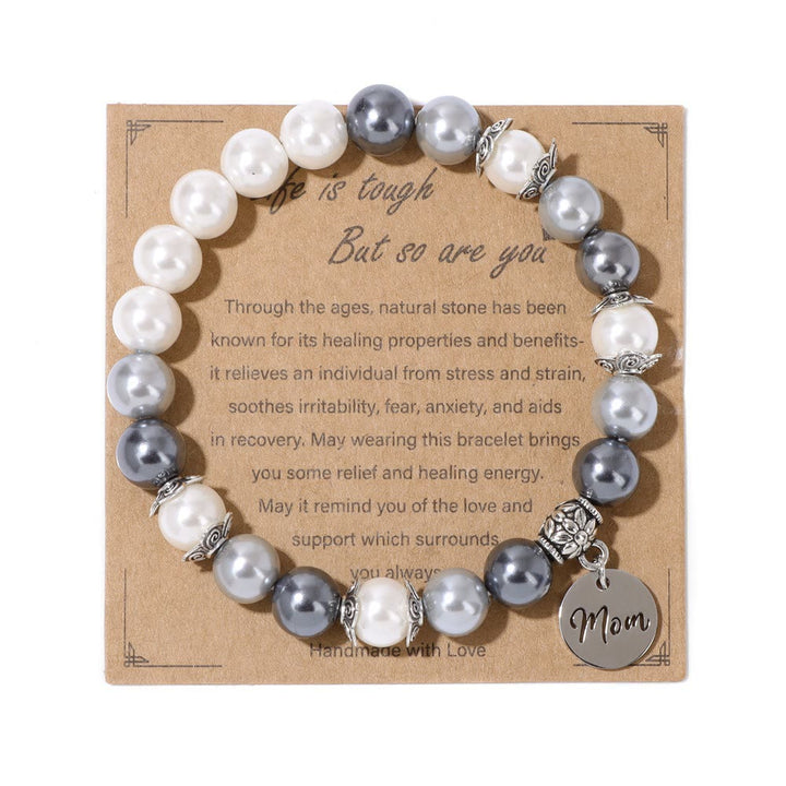 Olivenorma Mom Pendant Pearl Stainless Steel Bracelet - Pearl - image 0