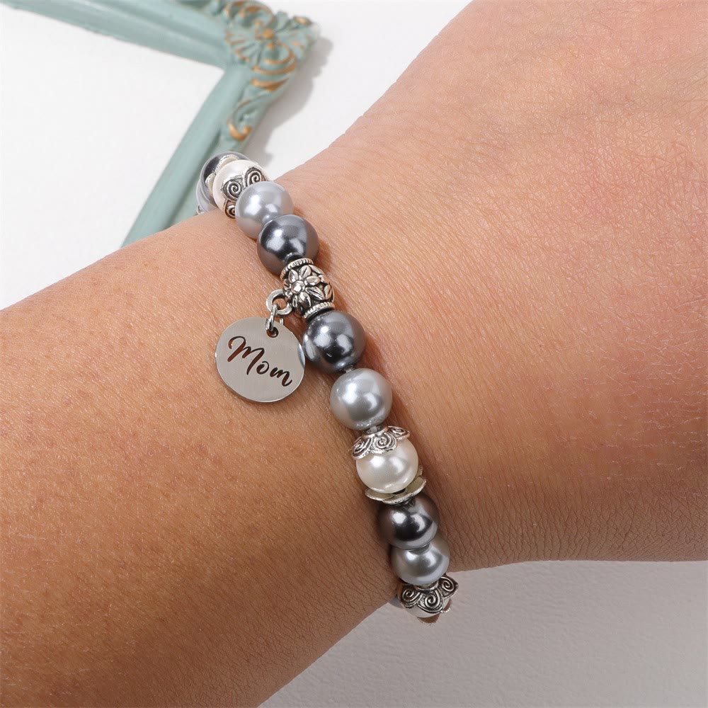 Olivenorma Mom Pendant Pearl Stainless Steel Bracelet - image 1