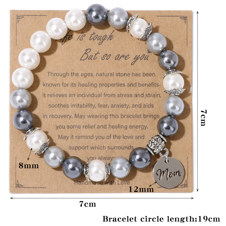 Olivenorma Mom Pendant Pearl Stainless Steel Bracelet - image 5