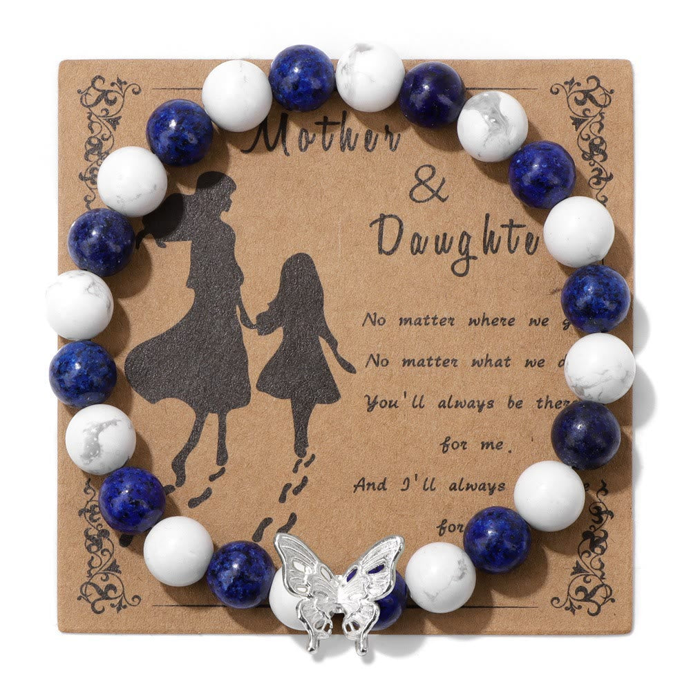Olivenorma Natural Stone Beaded Butterfly Decoration Bracelet - Lapis Lazuli&White Turquoise - image 0