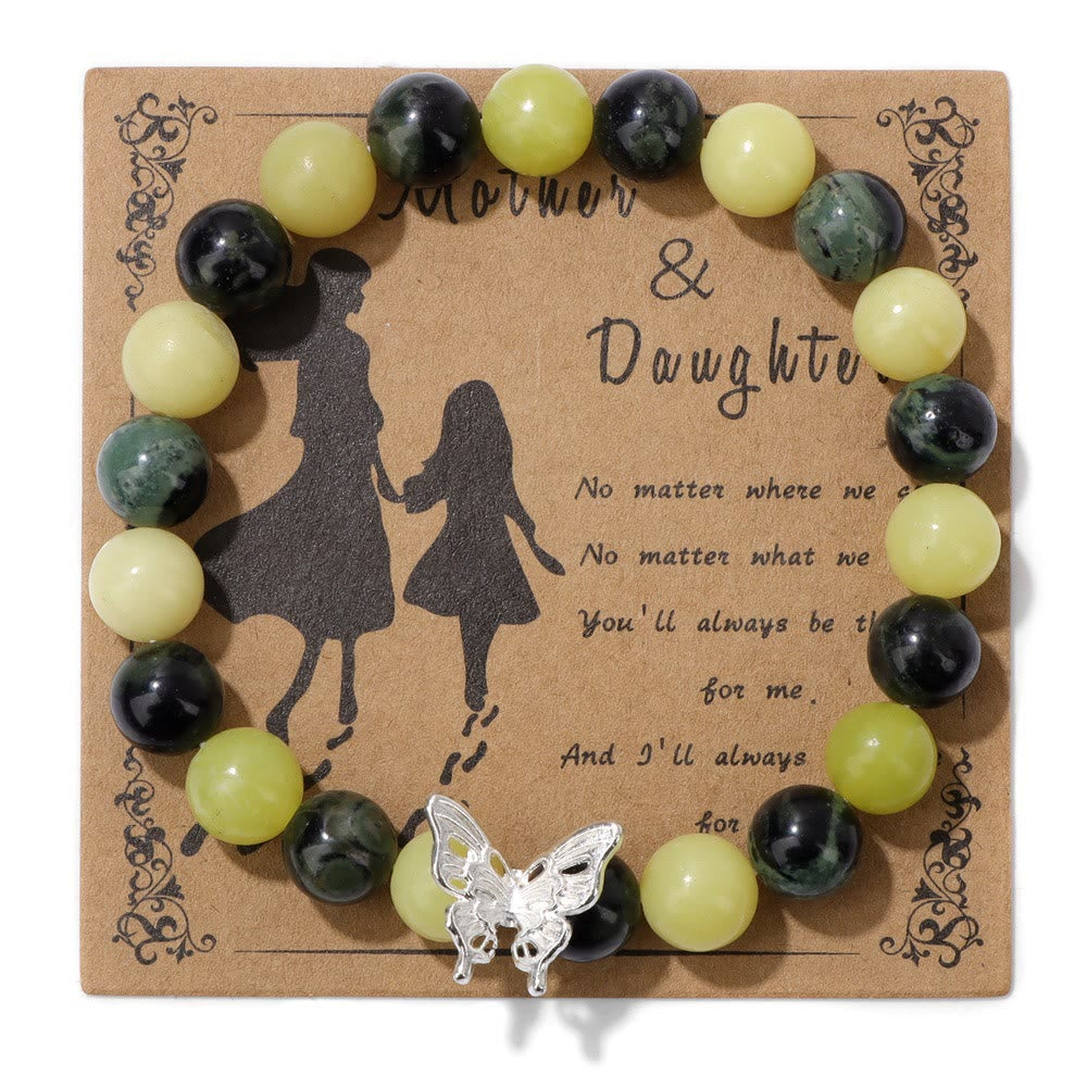 Olivenorma Natural Stone Beaded Butterfly Decoration Bracelet - Peridot&Malachite - image 7
