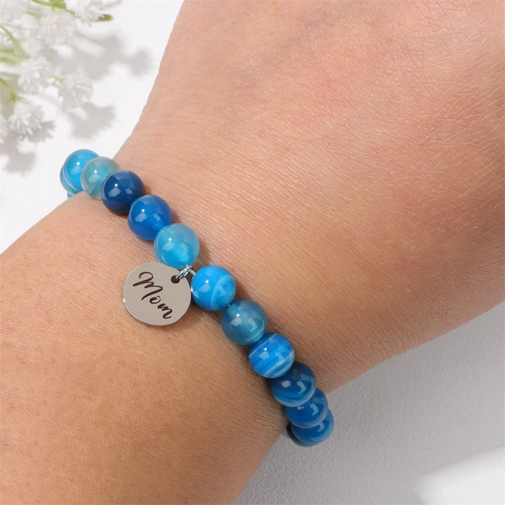 Olivenorma Natural Crystal Agate Beaded Mom Pendant Bracelet - image 5