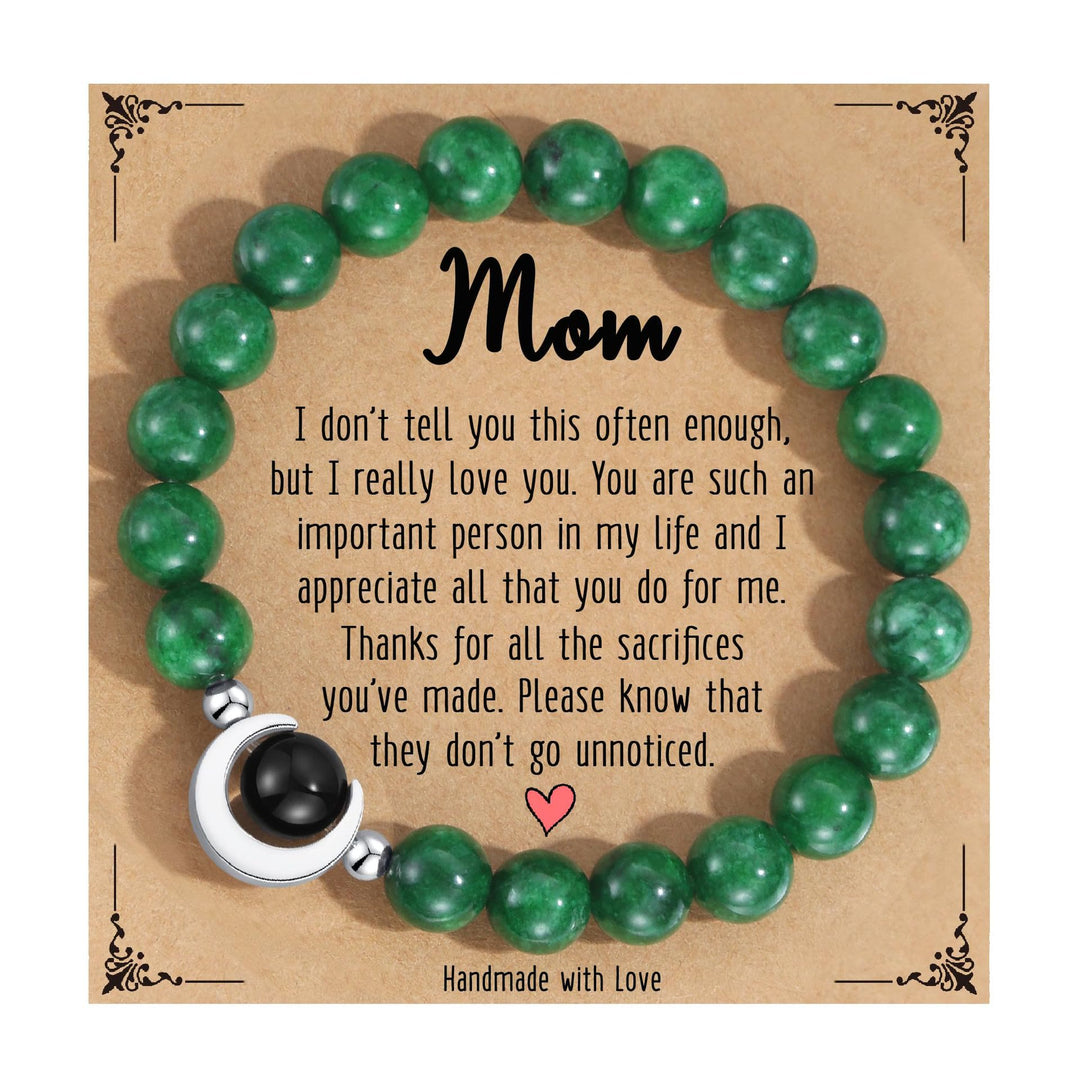 Olivenorma Natural Crystal Crescent Moon Beaded Bracelet - Malachite&Obsidian - image 6