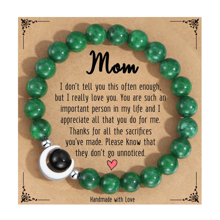 Olivenorma Natural Crystal Crescent Moon Beaded Bracelet - Malachite&Obsidian - image 6