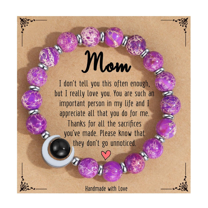 Olivenorma Natural Crystal Crescent Moon Beaded Bracelet - Purple Emperor Stone&Obsidian - image 8