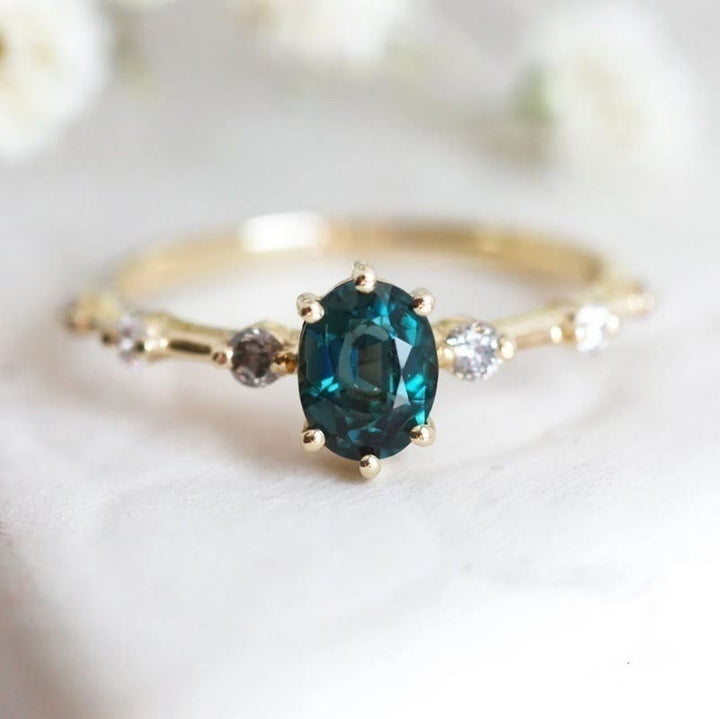 Olivenorma Exquisite Green Emerald Zircon Plated Alloy Ring - image 2