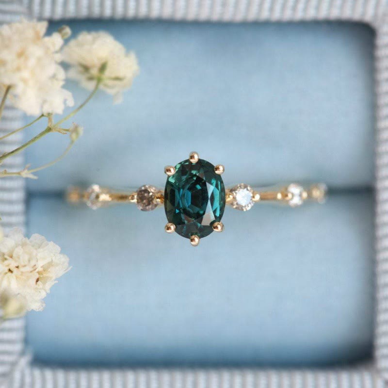 Olivenorma Exquisite Green Emerald Zircon Plated Alloy Ring - 11 - image 0