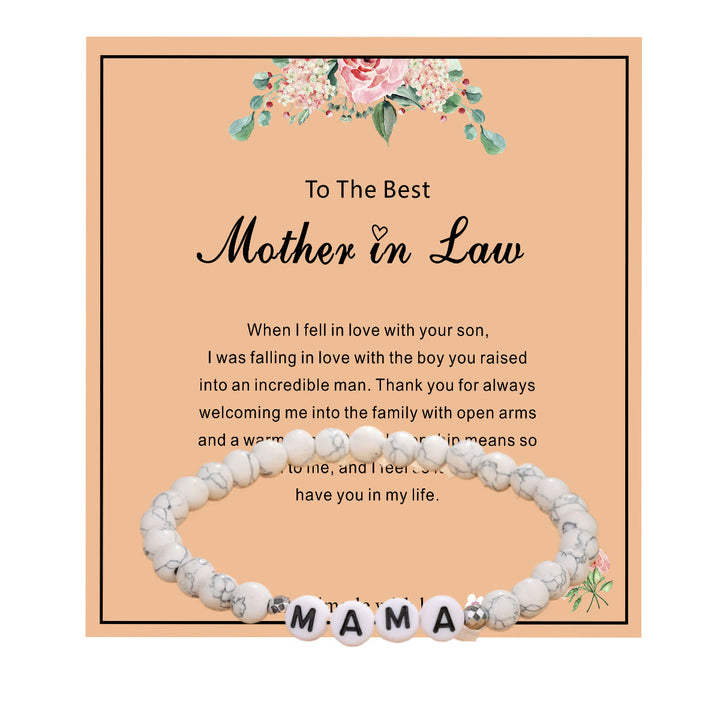 Olivenorma White Turquoise Mama Letter Pattern Beaded Bracelet - image 5