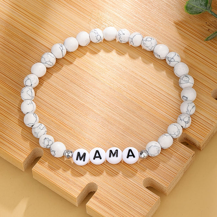 Olivenorma White Turquoise Mama Letter Pattern Beaded Bracelet - image 2