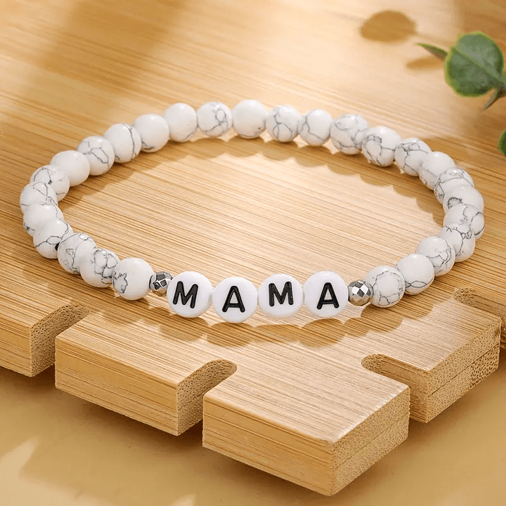 Olivenorma White Turquoise Mama Letter Pattern Beaded Bracelet - White Turquoise - image 0