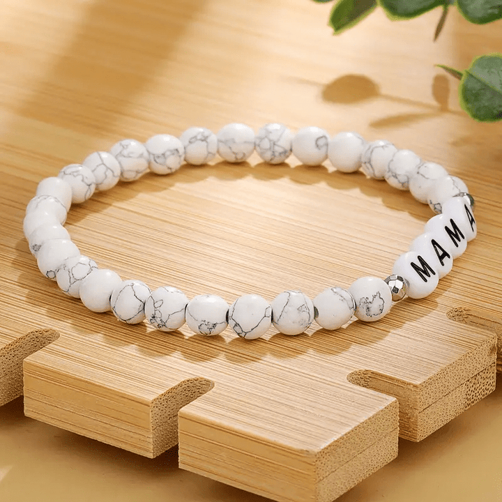 Olivenorma White Turquoise Mama Letter Pattern Beaded Bracelet - image 3