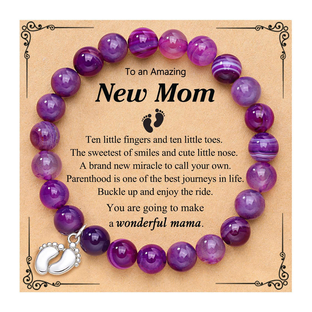 Olivenorma New Mom Gifts Natural Stone Beaded Bracelet - Purple Agate - image 12