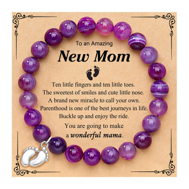 Olivenorma New Mom Gifts Natural Stone Beaded Bracelet - Purple Agate - image 12