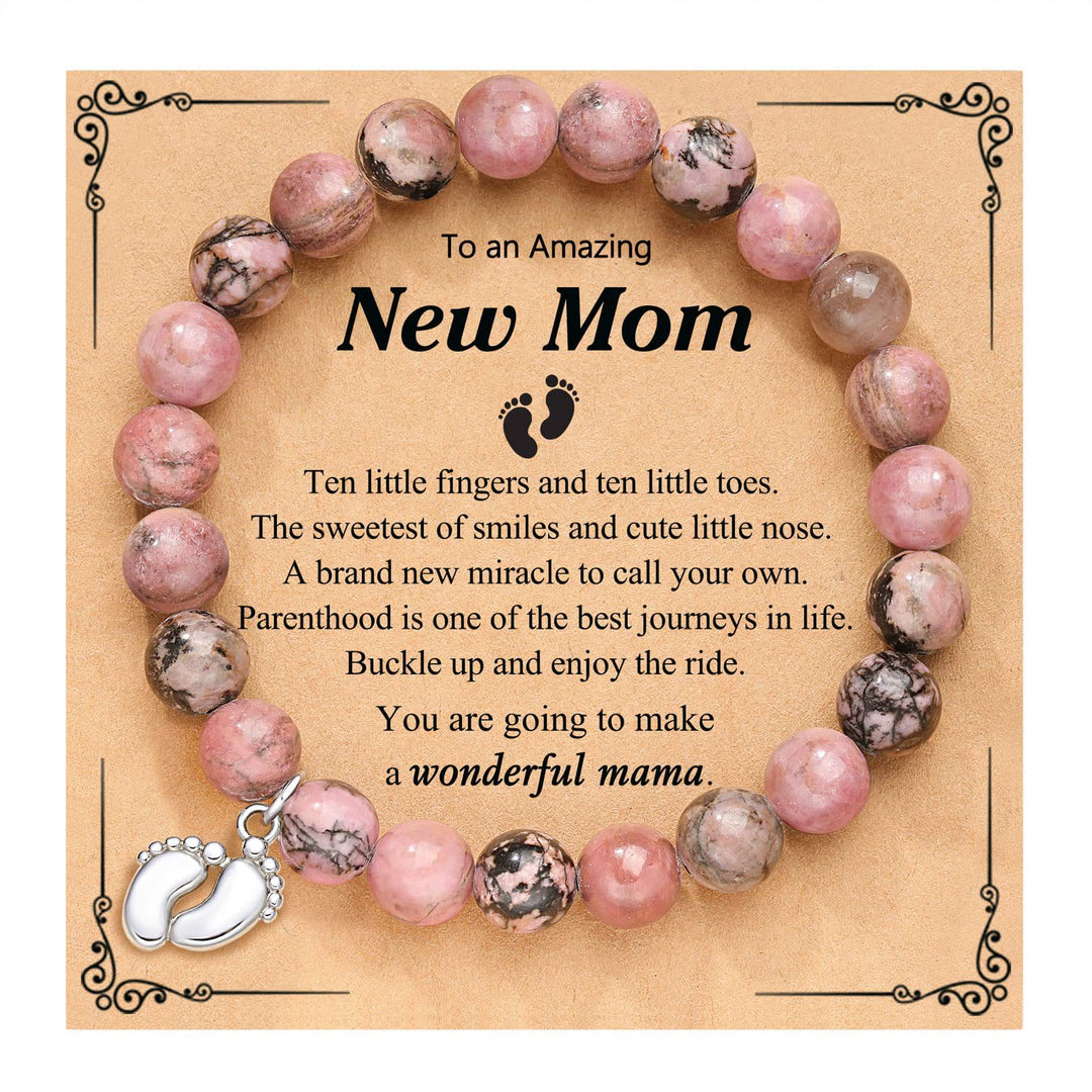 Olivenorma New Mom Gifts Natural Stone Beaded Bracelet - Rhodonite - image 0
