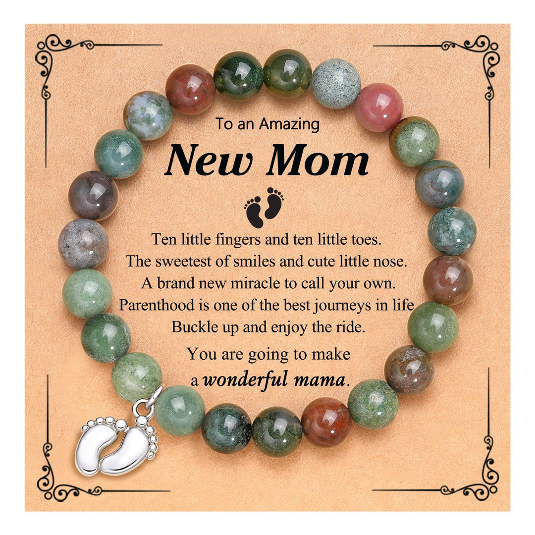 Olivenorma New Mom Gifts Natural Stone Beaded Bracelet - India Agate - image 14