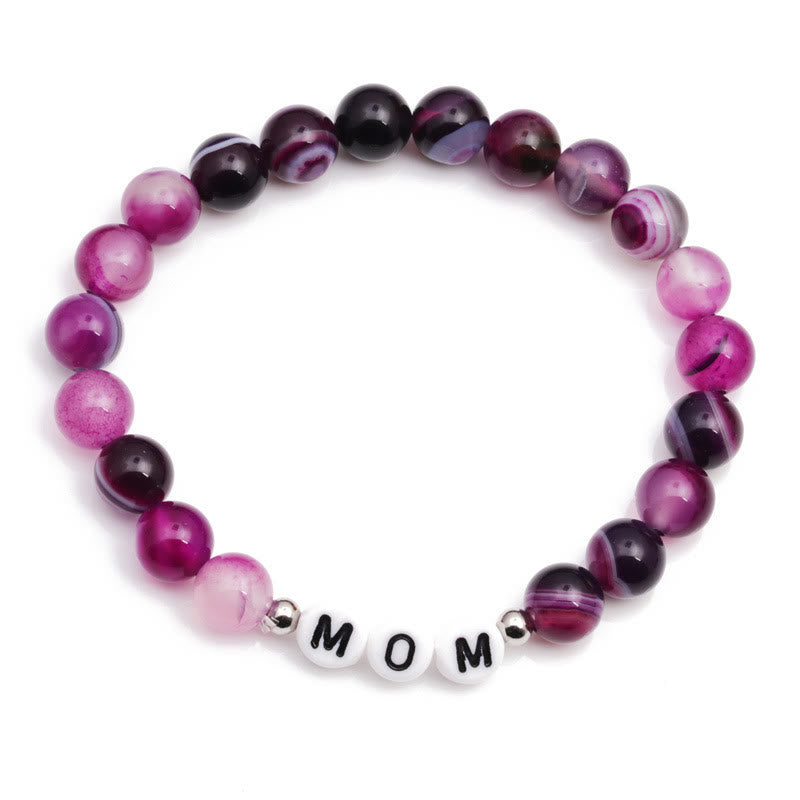 Olivenorma "MOM" Purple Agate Beaded Bracelet - image 2