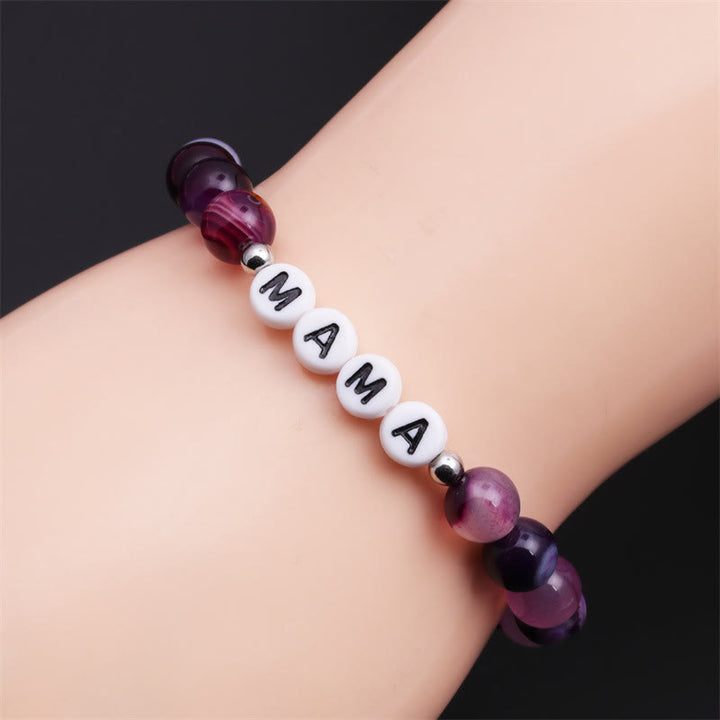 Olivenorma "MOM" Purple Agate Beaded Bracelet - image 4