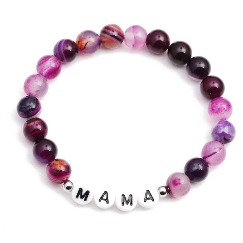 Olivenorma "MOM" Purple Agate Beaded Bracelet - image 5