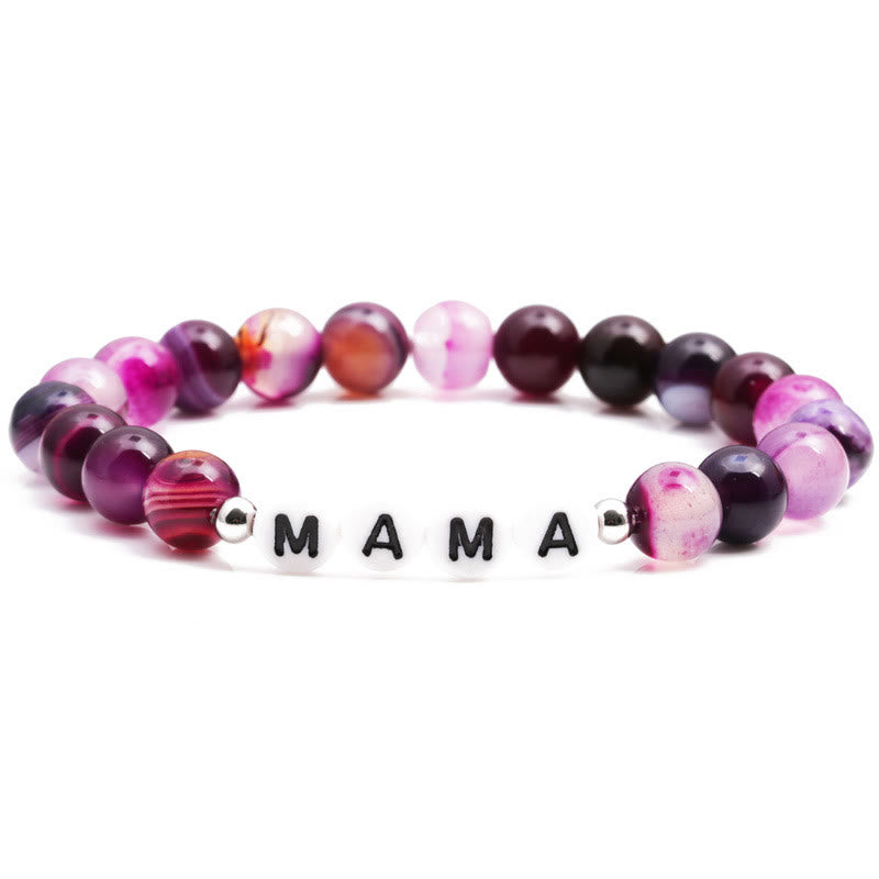 Olivenorma "MOM" Purple Agate Beaded Bracelet - MAMA - image 3
