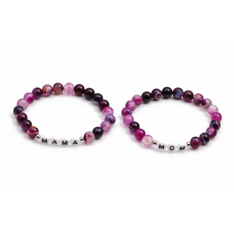 Olivenorma "MOM" Purple Agate Beaded Bracelet - image 6