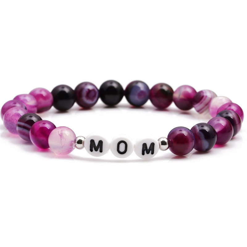 Olivenorma "MOM" Purple Agate Beaded Bracelet - MOM - image 0