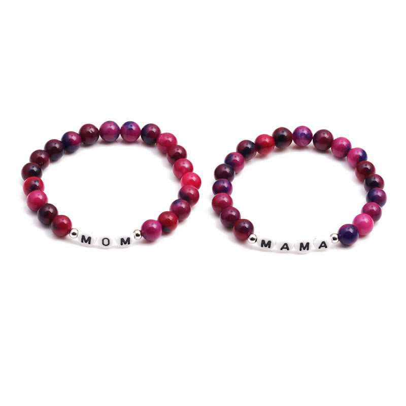 Olivenorma "MOM" Pink Tiger Eye Beaded Bracelet - image 6
