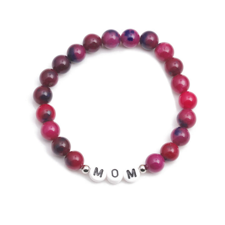 Olivenorma "MOM" Pink Tiger Eye Beaded Bracelet - image 2