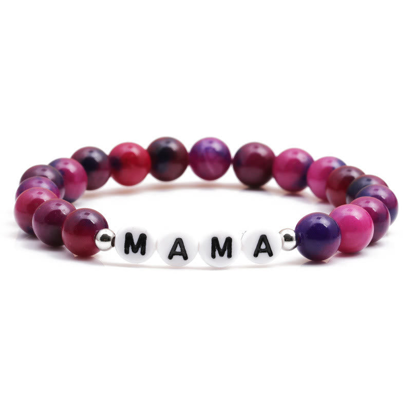 Olivenorma "MOM" Pink Tiger Eye Beaded Bracelet - MAMA - image 3
